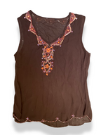 Vintage womens sleeveless loose brown top