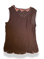 Vintage womens sleeveless loose brown top