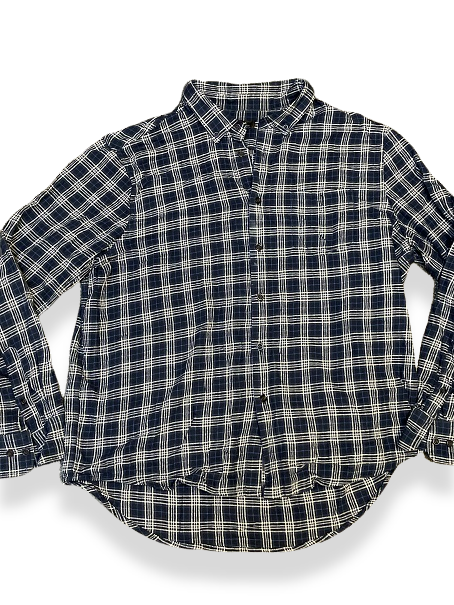 Vintage blue mens wooven checkered shirt