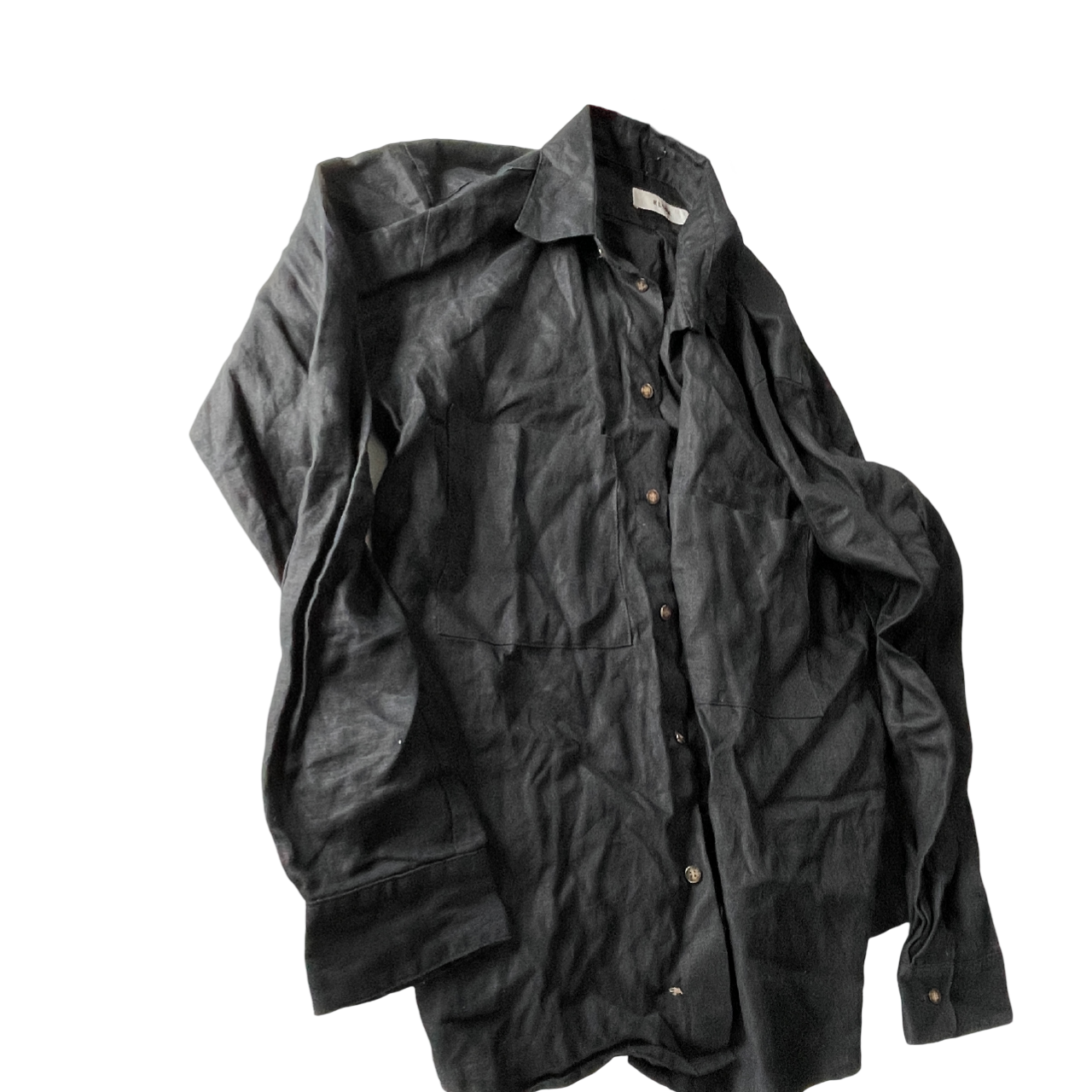 KLoke oversize black women's shirt in size L &nbsp;L32 W 32 linen like material sku 5197