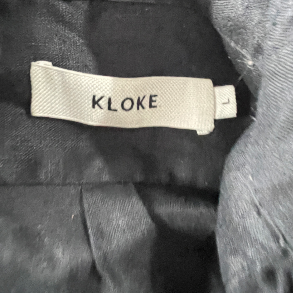 KLoke oversize black women's shirt in size L &nbsp;L32 W 32 linen like material sku 5197