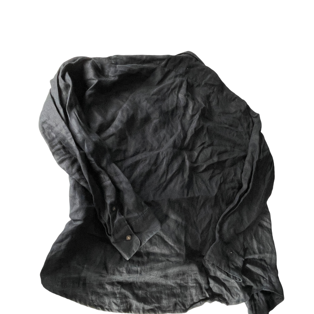 KLoke oversize black women's shirt in size L &nbsp;L32 W 32 linen like material sku 5197