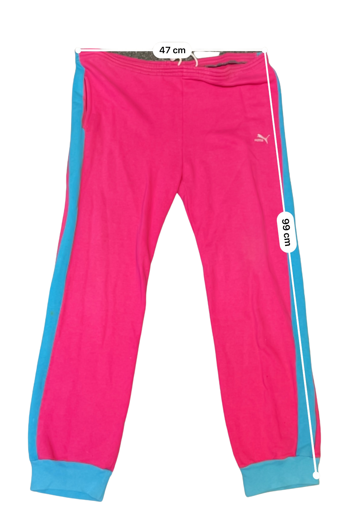 Vintage puma drawstring pink sweatpant with blue stripe