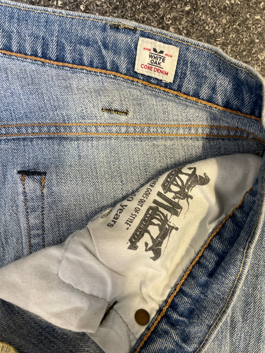 Vintage white oak blue denim mens trouser