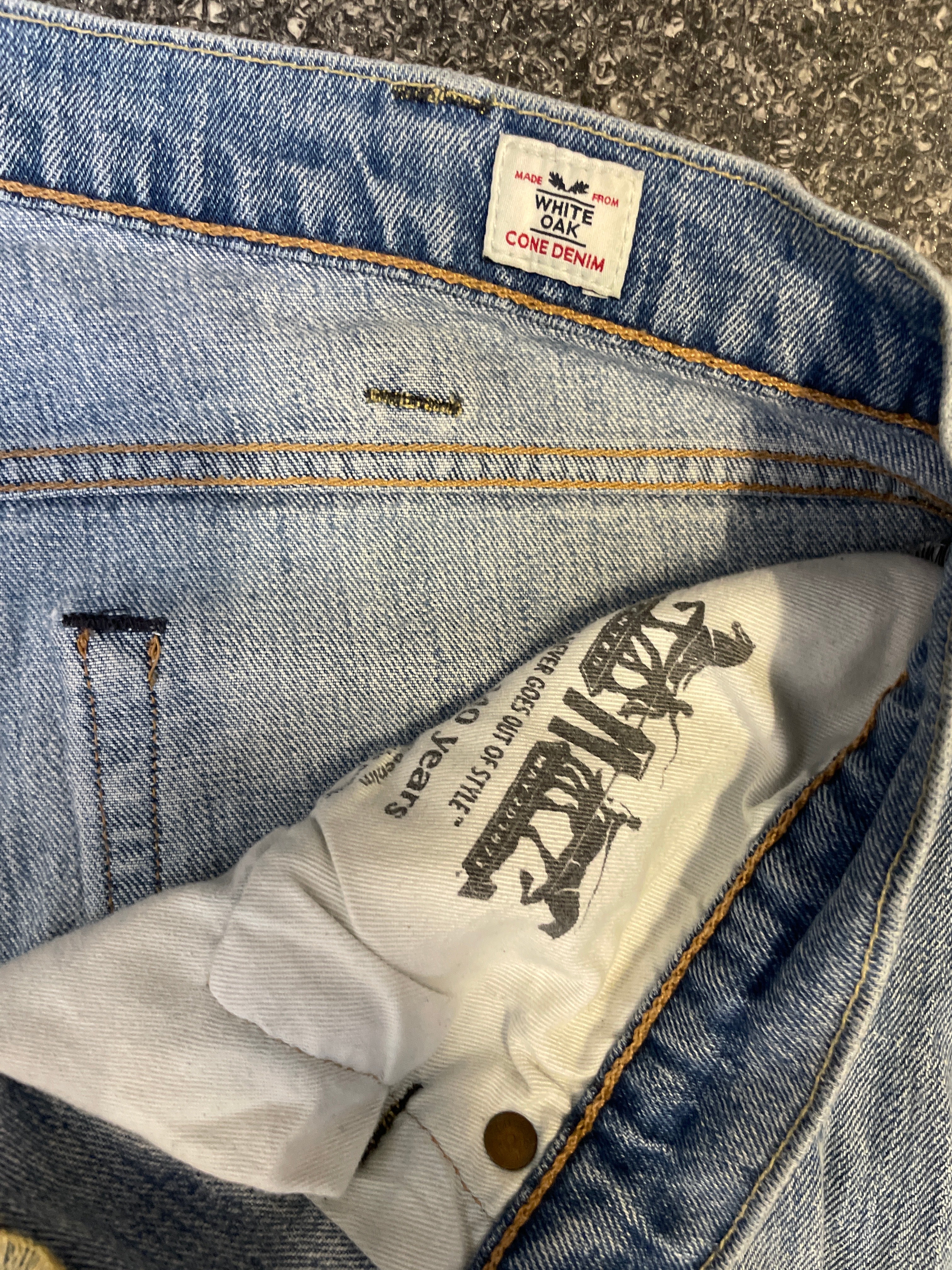 Vintage white oak blue denim mens trouser