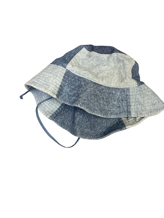 Vintage denim patchwork universal thread bucket hat