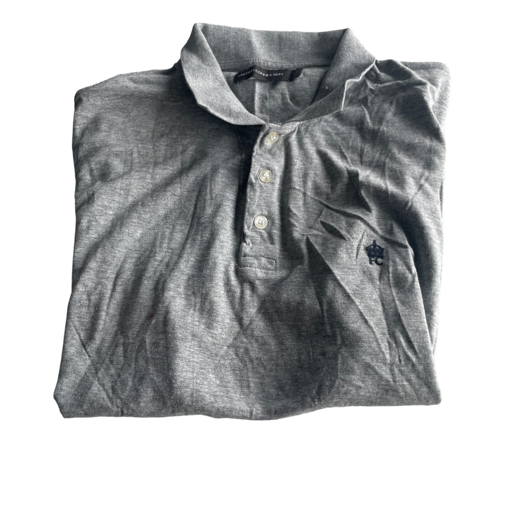 GREY WOMENS SLIM FIT SHORT SLEEVE FRENCG CONNECTION &nbsp;POLO SMALL SHIRT &nbsp;L 27 W 21 SKU 5208&nbsp;