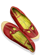 Vintage red leather flat womens shoe