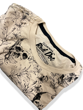 Vintage mens short sleeve trademark co cream tshirt