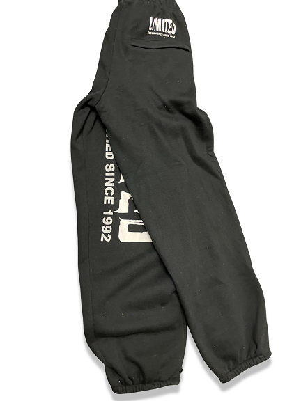 Vintage printed cotton black joggers