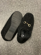 Vintage black fur loafers