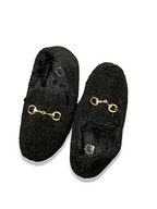 Vintage black fur loafers