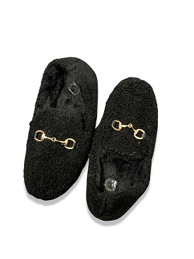 Vintage black fur loafers