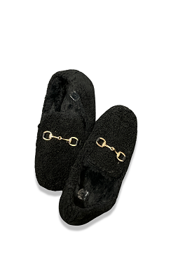 Vintage black fur loafers