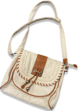Vintage women crossbody cream leather bag