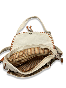 Vintage women crossbody cream leather bag