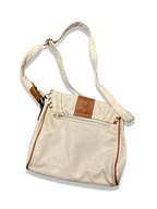 Vintage women crossbody cream leather bag