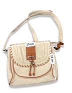 Vintage women crossbody cream leather bag