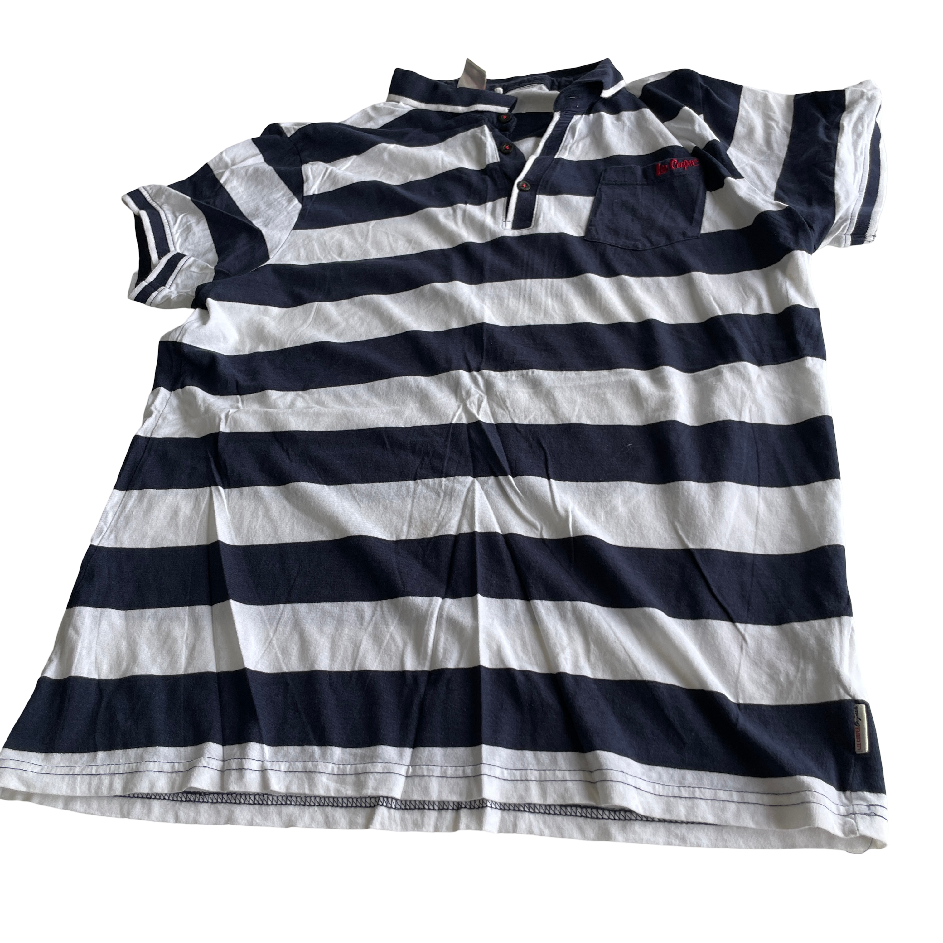 Lee Cooper White Casual Shirts Tops white and navy &nbsp;for Men IN L L29 W  20SKU 5228