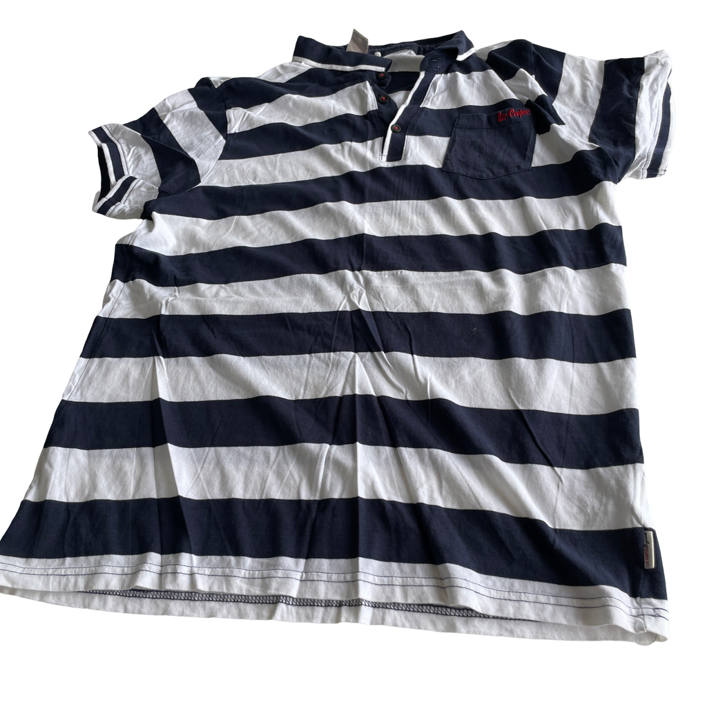 Lee Cooper White Casual Shirts Tops white and navy &nbsp;for Men IN L L29 W  20SKU 5228