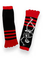 Rubynee Vintage y2k skull and crossbones red and black stripe gloves