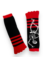 Rubynee Vintage y2k skull and crossbones red and black stripe gloves