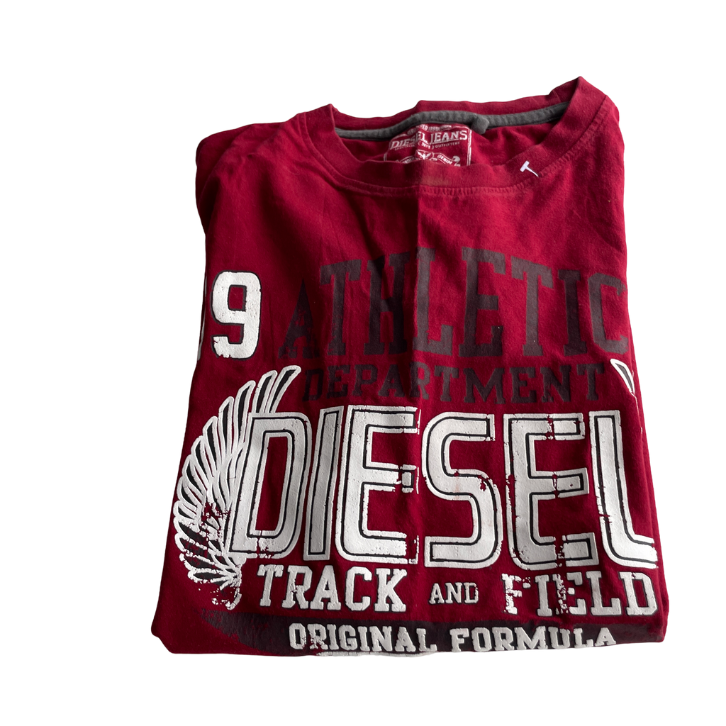 Diesel womens T-just T Shirt Deep Red L 26 W 20 SKU 5229