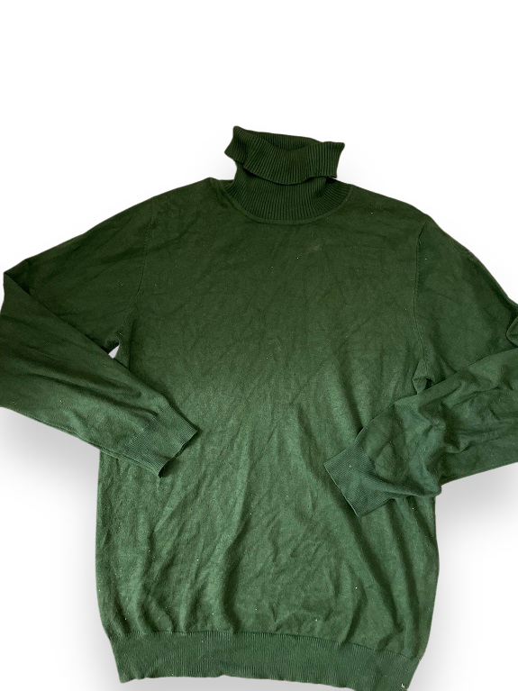 Vintage y2k LONG SLEEVE GREEN JUMPER, RELAXED FIT WITH A LONG TURTLE NECK COLLAR