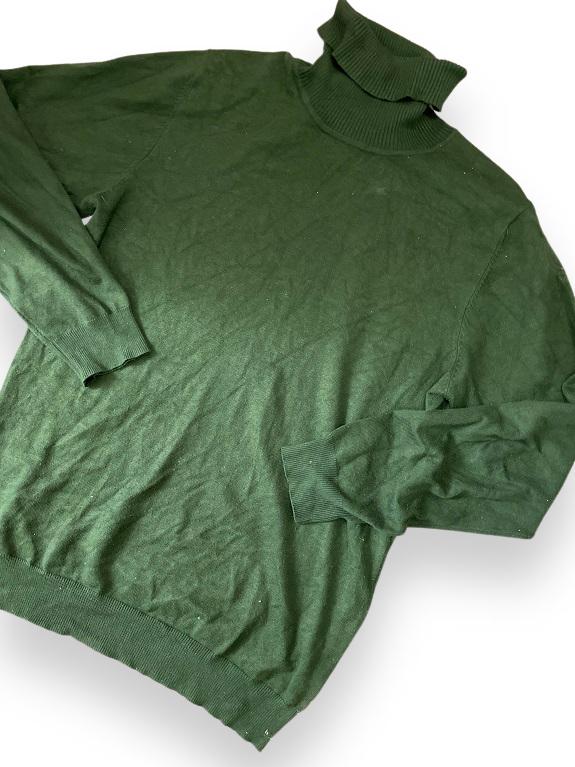 Vintage y2k LONG SLEEVE TURTLE NECK GREEN JUMPER SIZE 2XL