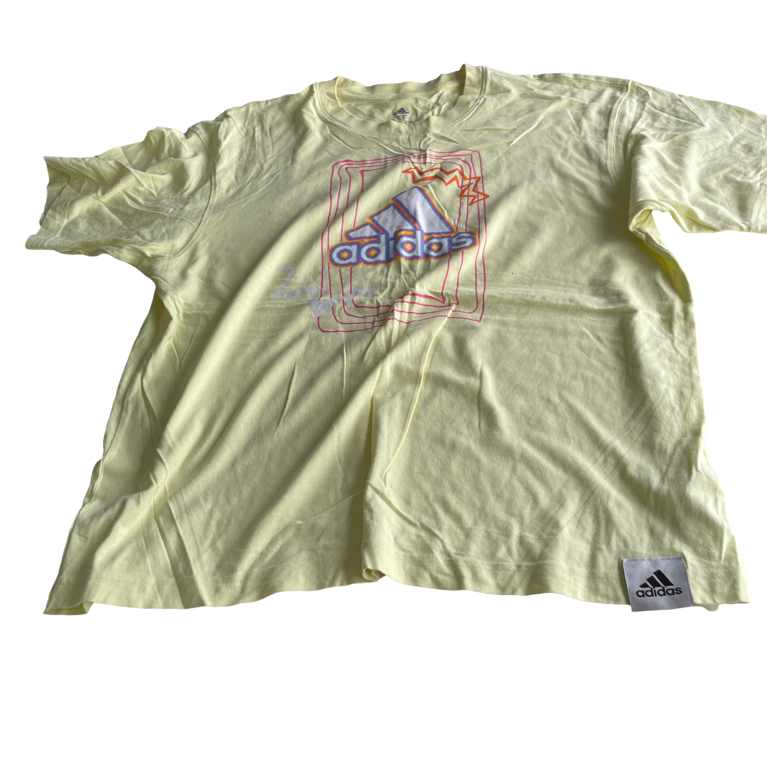 Vintage Yellow Adidas Love Unites Graphic T-shirt