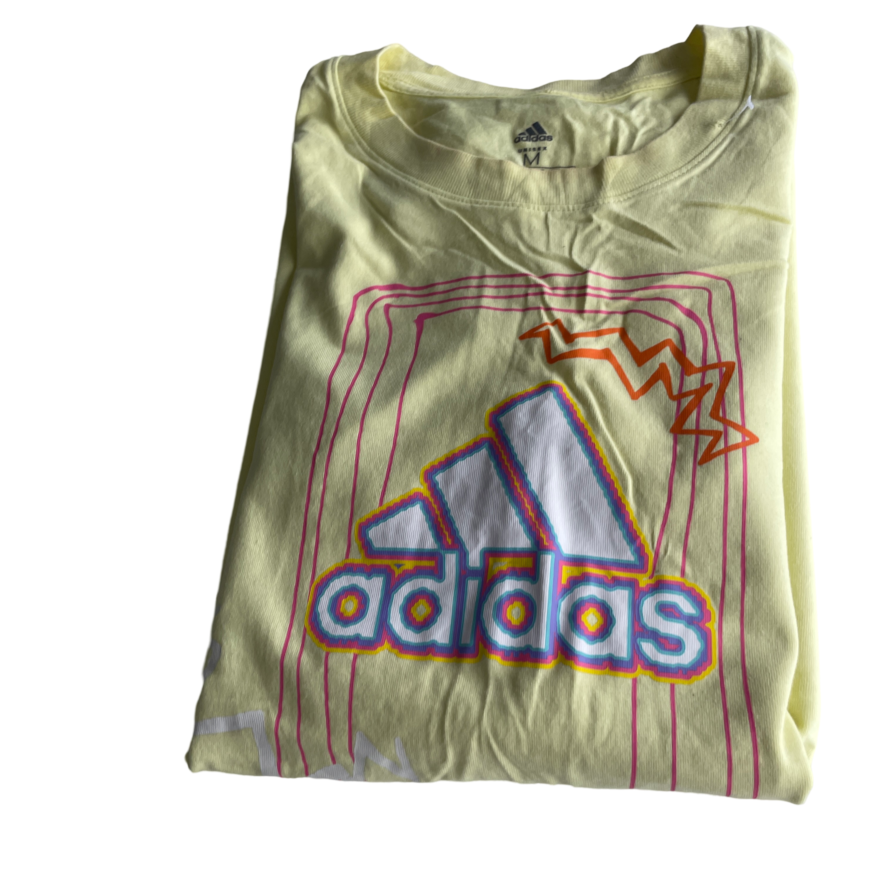 Vintage YELLOW adidas yellow T-shirt adidas Love Unites Graphic &nbsp;L 27 W 21 SKU 5230