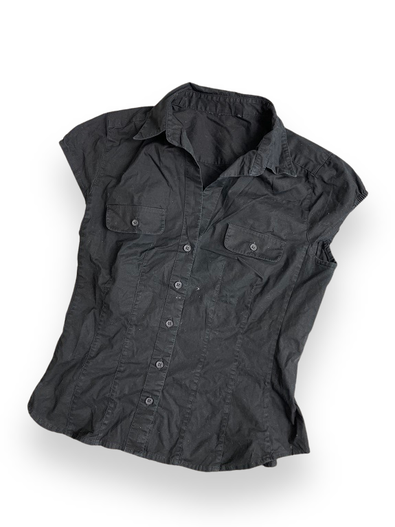 Rubynee Vintage y2k Women Solid black Sleeveless Shirt
