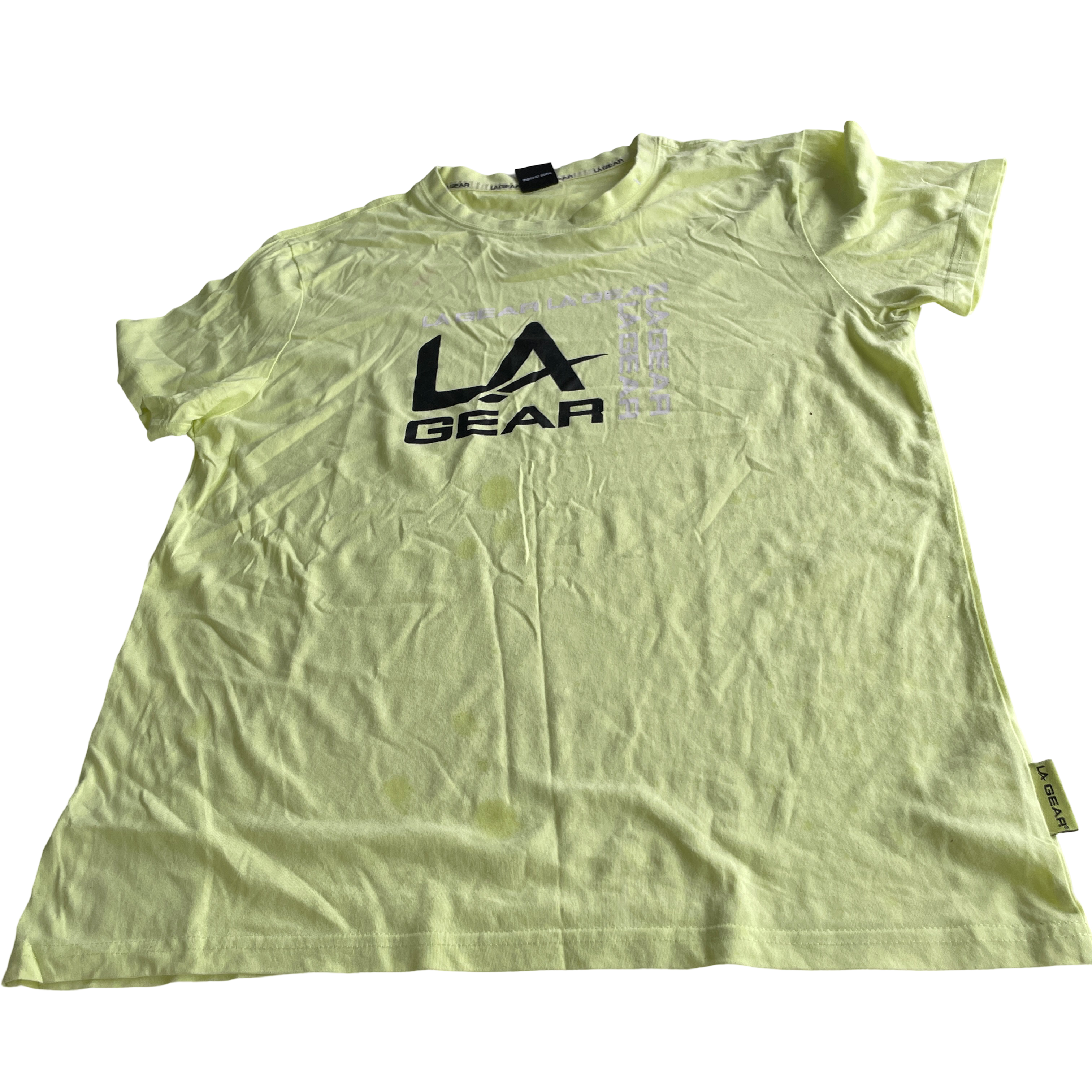 Vintage 90s LA Gear Brand Big Logo Spell Out Single Stitch Shirt SKU 5232