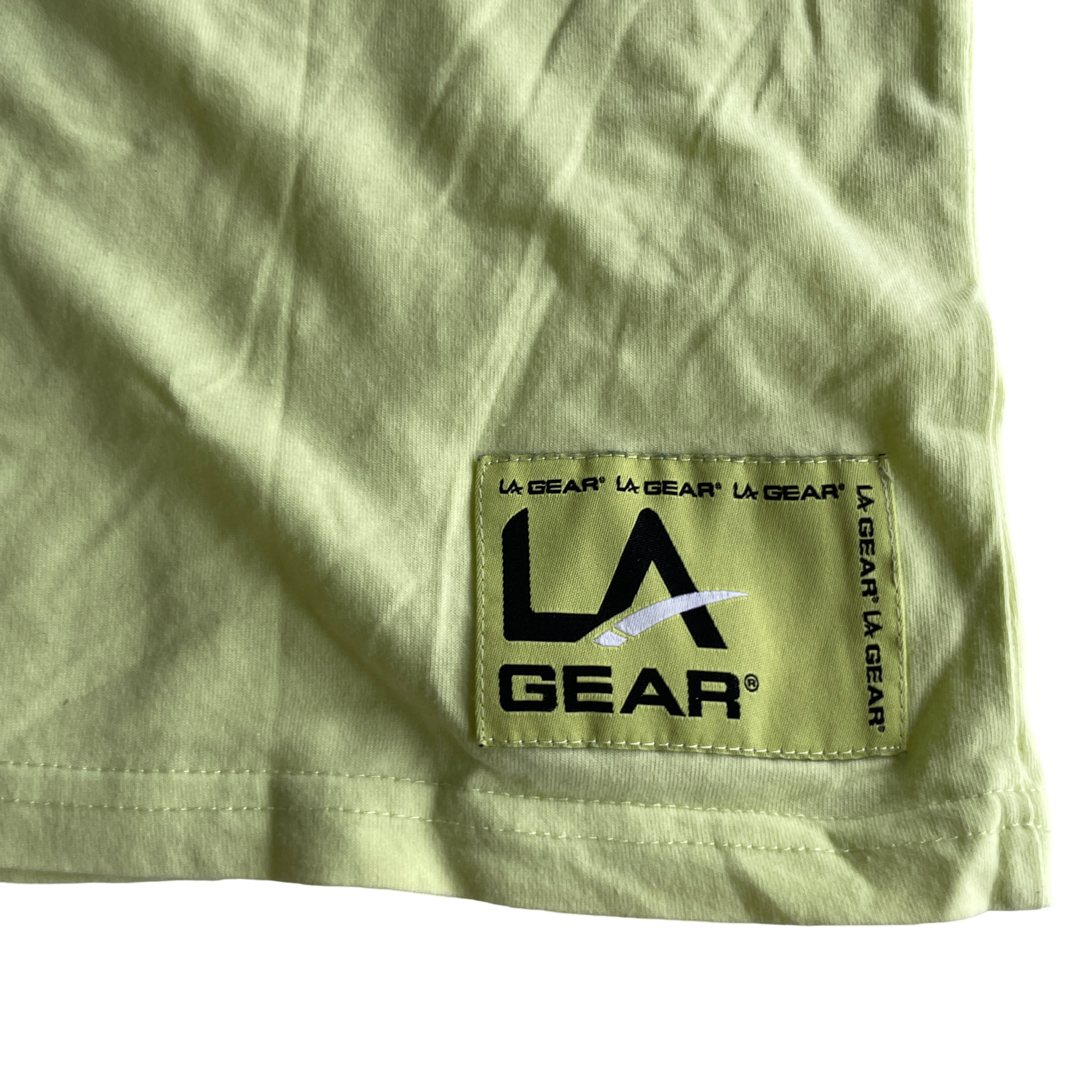 Vintage 90s LA Gear Brand Big Logo Spell Out Single Stitch Shirt SKU 5232