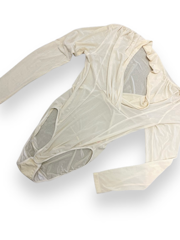 Rubynee Vintage y2k woolworth ladies twist cream body suit top