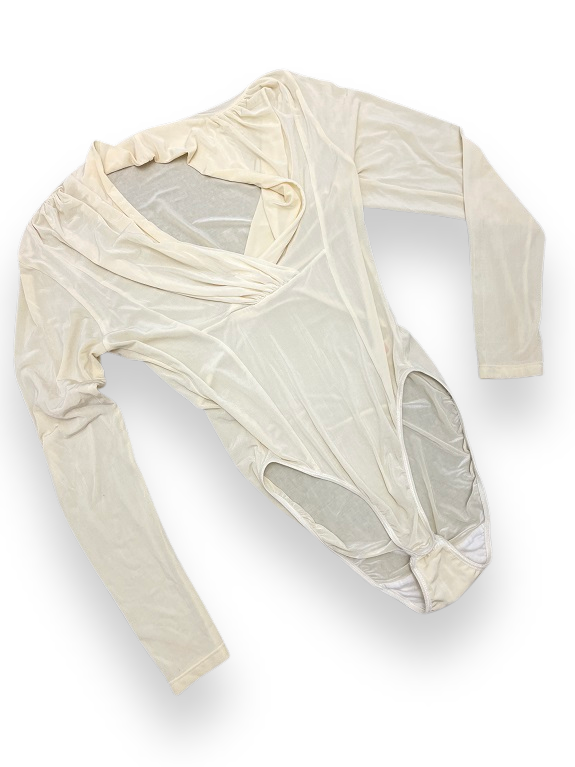 Rubynee Vintage y2k woolworth ladies twist cream body suit top