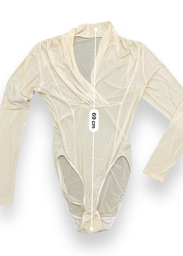 Rubynee Vintage y2k woolworth ladies twist cream body suit top