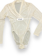 Rubynee Vintage y2k woolworth ladies twist cream body suit top