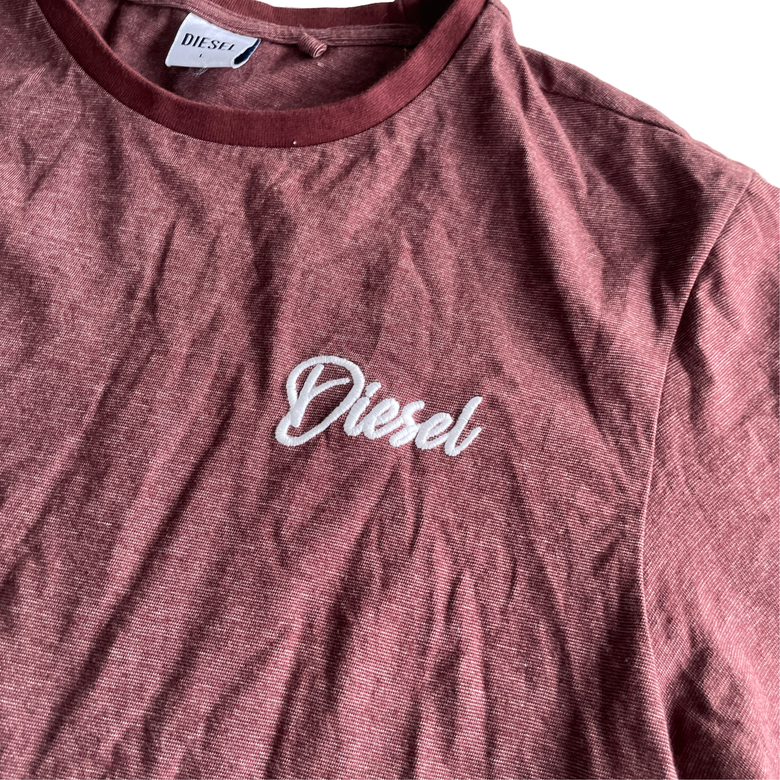 Vintage Diesel Design BROWN Tee T-shirt Streetwear Fits Size M L 29 W 19 SKU 5235