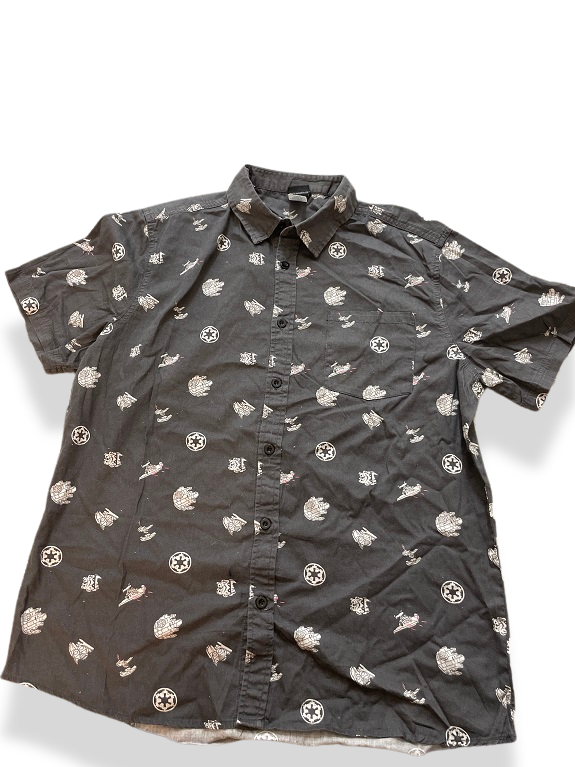 Rubynee Vintage y2k starwars grey patterned short sleeve shirt