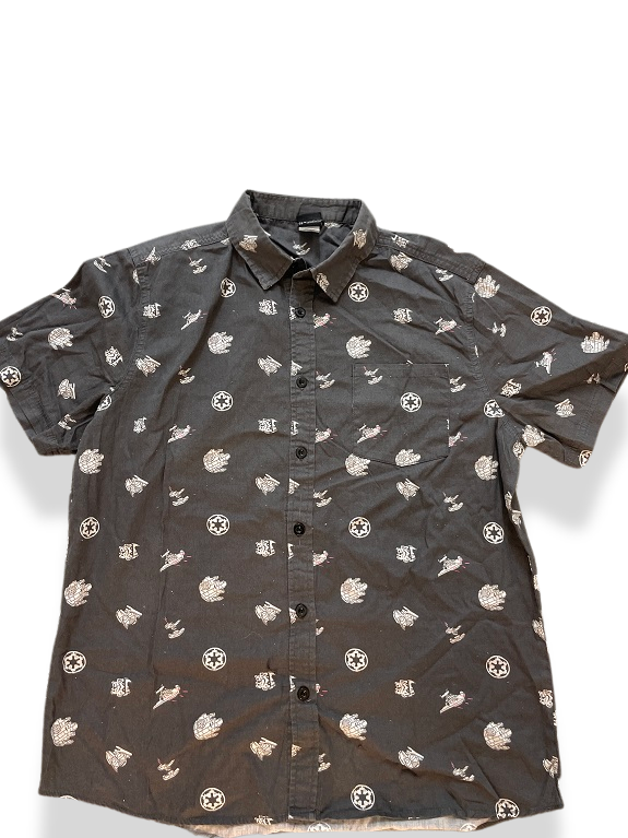 Rubynee Vintage y2k starwars grey patterned short sleeve shirt