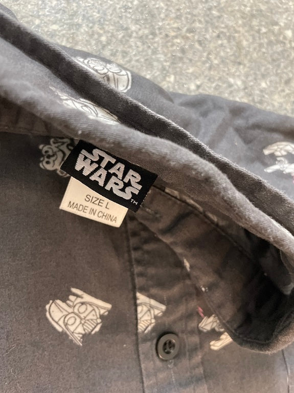 Rubynee Vintage y2k starwars grey patterned short sleeve shirt