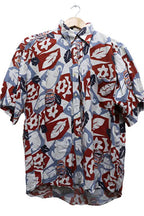 Vintage mens short sleeve leaf print summer shirt