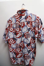 Vintage mens short sleeve leaf print summer shirt