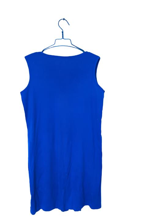 Vintage Womens Beaded Stud Flared Tunic sleeveless blue top in M/L|L36 W22|SKU 6539