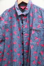 Vintage Unionbay grey pink abstract pattern mens short sleeve shirt