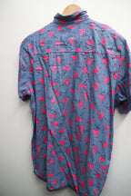 Vintage Unionbay grey pink abstract pattern mens short sleeve shirt
