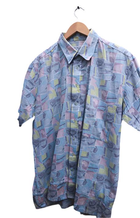 Vintage mens short sleeve summer multi large shirt