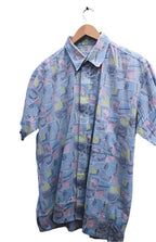 Vintage mens short sleeve summer multi large shirt