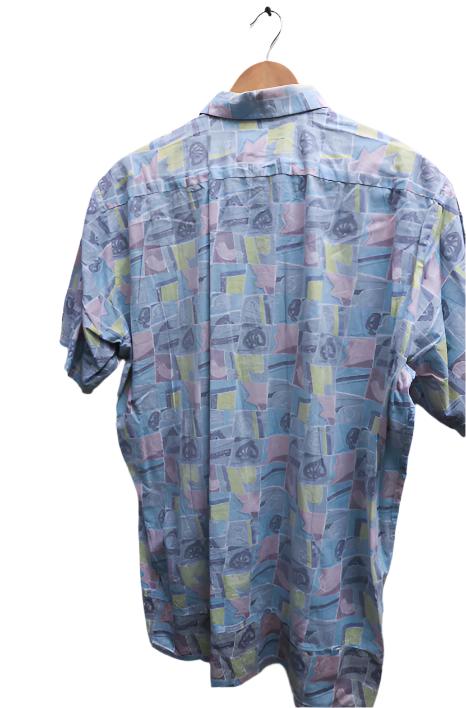 Vintage mens short sleeve summer multi large shirt